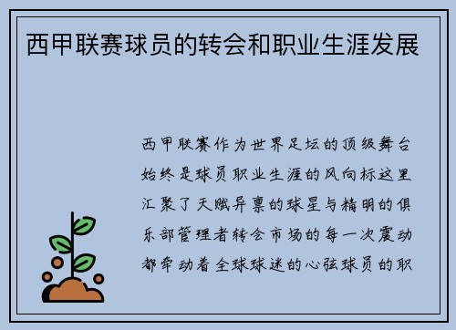 西甲联赛球员的转会和职业生涯发展